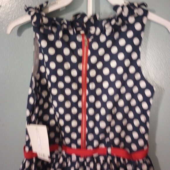 Savannah girls polka dot dress with tulle underneath and bow detailing - Picture 8 of 12